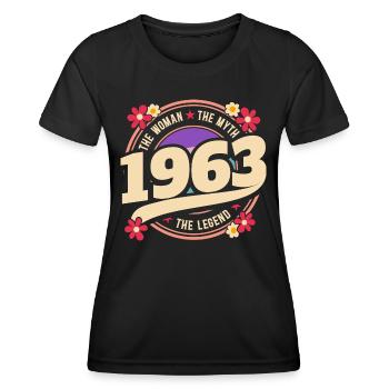 Femme 1963 La Légende 60 Ans Anniversaire - T-shirt sport Femme - noir - Devant - AI Model Female 172 light (172cm)