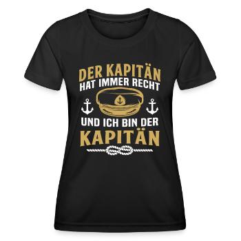 der kapitän - Frauen Funktions-T-Shirt - Schwarz - Vorne - AI Model Female 172 light (172cm)
