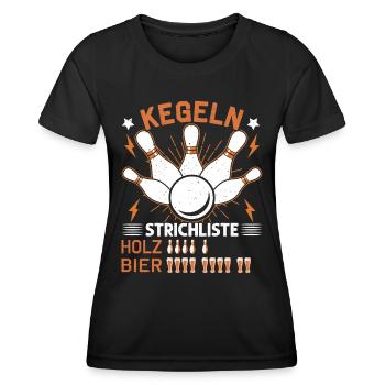 Kegeln Kegelverein Biertrinker Kegel Kegelclub - Frauen Funktions-T-Shirt - Schwarz - Vorne - AI Model Female 172 light (172cm)