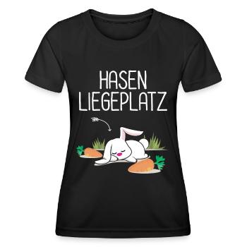 Pyjama Damen Hasenmotiv, Hase platzieren Hasenmama - Frauen Funktions-T-Shirt - Schwarz - Vorne - AI Model Female 172 light (172cm)