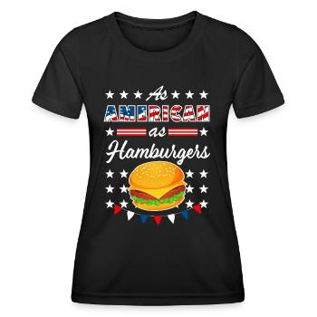 As American As Hamburgers 4th of July USA - Frauen Funktions-T-Shirt - Schwarz - Vorne - AI Model Female 172 light (172cm)