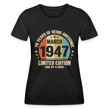 Anniversaire Vintage Idée Cadeau Mars 76 - T-shirt sport Femme - noir - Devant - AI Model Female 172 light (172cm)