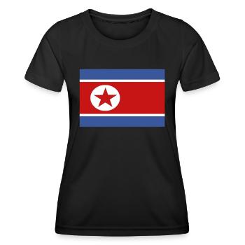 Offizielle nordkoreanische Flagge Nordkoreanisches Land - Frauen Funktions-T-Shirt - Schwarz - Vorne - AI Model Female 172 light (172cm)