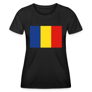 Drapeau officiel de la Roumanie Fierté du pays roumain - T-shirt sport Femme - noir - Devant - AI Model Female 172 light (172cm)