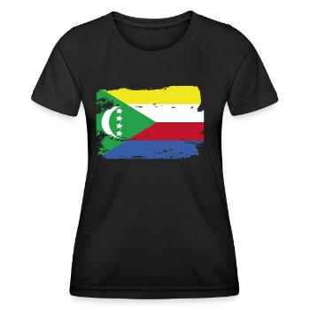 Official Comoros Flag Comoro Country Pride Vintage - Women's Functional T-Shirt - black - Front - AI Model Female 172 light (172cm)