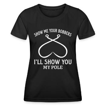Zeig mir deine Räuber Ich zeige dir meine Stange - Frauen Funktions-T-Shirt - Schwarz - Vorne - AI Model Female 172 light (172cm)
