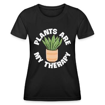 Pflanzen sind meine Therapiepflanzen Zitate - Frauen Funktions-T-Shirt - Schwarz - Vorne - AI Model Female 172 light (172cm)
