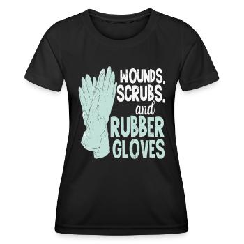 Plaies, gommages et gants en caoutchouc Doctors Vintage - T-shirt sport Femme - noir - Devant - AI Model Female 172 light (172cm)