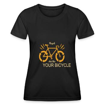 Recyceln und verwenden Sie Ihren Fahrrad-Erdschutz - Frauen Funktions-T-Shirt - Schwarz - Vorne - AI Model Female 172 light (172cm)