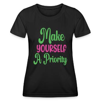 Machen Sie sich zu einer Priorität Psychische Gesundheit - Frauen Funktions-T-Shirt - Schwarz - Vorne - AI Model Female 172 light (172cm)