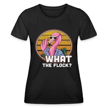 Was die Herde Flamingo - Frauen Funktions-T-Shirt - Schwarz - Vorne - AI Model Female 172 light (172cm)