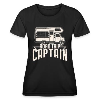 Road Trip Captain Road Trip Zitate - Frauen Funktions-T-Shirt - Schwarz - Vorne - AI Model Female 172 light (172cm)