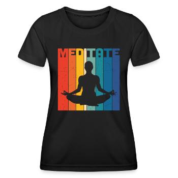 Meditiere Retro - Frauen Funktions-T-Shirt - Schwarz - Vorne - AI Model Female 172 light (172cm)