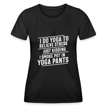 Je fais du yoga pour soulager le stress Citations de yoga - T-shirt sport Femme - noir - Devant - AI Model Female 172 light (172cm)