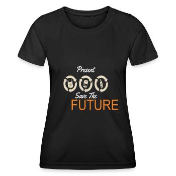 Recyceln Sie die Gegenwart, retten Sie die zukünftige Erde - Frauen Funktions-T-Shirt - Schwarz - Vorne - AI Model Female 172 light (172cm)