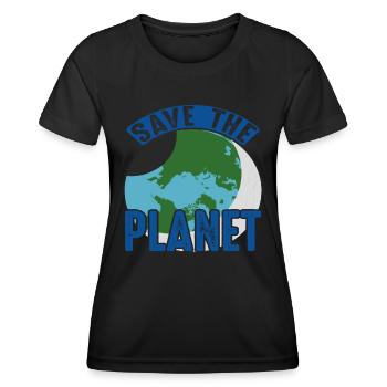 Save The Planet Earth Protection Support - Frauen Funktions-T-Shirt - Schwarz - Vorne - AI Model Female 172 light (172cm)
