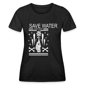 Wasser sparen Jeder Tropfen zählt Wassersicherheit - Frauen Funktions-T-Shirt - Schwarz - Vorne - AI Model Female 172 light (172cm)