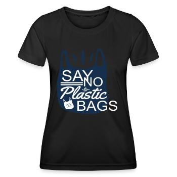 Say No To Plastic Bags Sea Protection Support - Women's Functional T-Shirt - black - Front - AI Model Female 172 light (172cm)