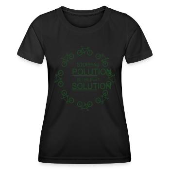 Die Verschmutzung zu stoppen ist die beste Lösung der Erde - Frauen Funktions-T-Shirt - Schwarz - Vorne - AI Model Female 172 light (172cm)