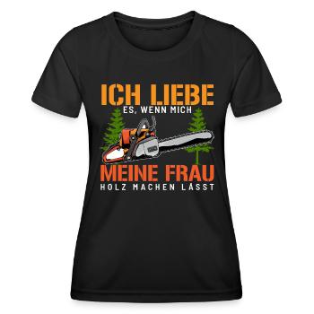 Ich Liebe Es Wenn Mich Meine Frau Holz - Frauen Funktions-T-Shirt - Schwarz - Vorne - AI Model Female 172 light (172cm)