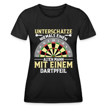 Ein Alter Mann Mit Einem Dartpfeil - Frauen Funktions-T-Shirt - Schwarz - Vorne - AI Model Female 172 light (172cm)