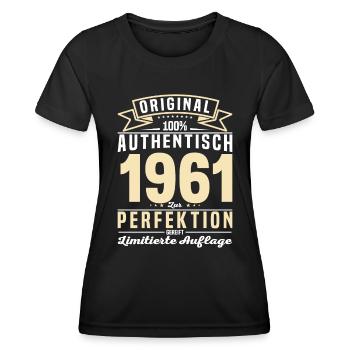 Vintage Geburtstagsgeschenk 1961 Authentisch - Frauen Funktions-T-Shirt - Schwarz - Vorne - AI Model Female 172 light (172cm)
