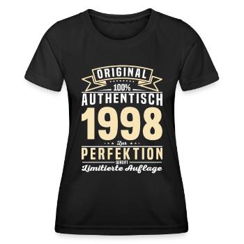 Authentisches Vintage-Geschenk 1998 - Frauen Funktions-T-Shirt - Schwarz - Vorne - AI Model Female 172 light (172cm)