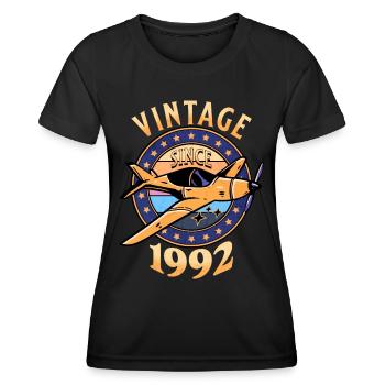 Avion Vintage 1992 30 Ans Anniversaire - T-shirt sport Femme - noir - Devant - AI Model Female 172 light (172cm)