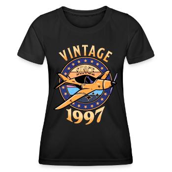 Avion Vintage 1997 25 Ans Anniversaire - T-shirt sport Femme - noir - Devant - AI Model Female 172 light (172cm)