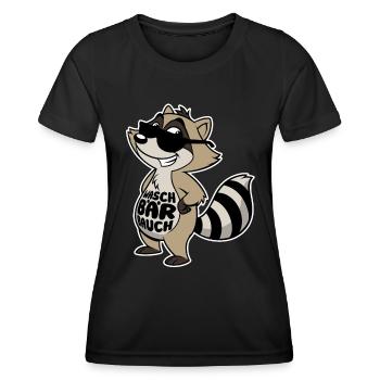 Waschbär Bauch - Waschbrett Bauch Sport Geschenk - Frauen Funktions-T-Shirt - Schwarz - Vorne - AI Model Female 172 light (172cm)