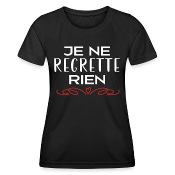Je ne regrette rien - T-shirt sport Femme - noir - Devant - AI Model Female 172 light (172cm)