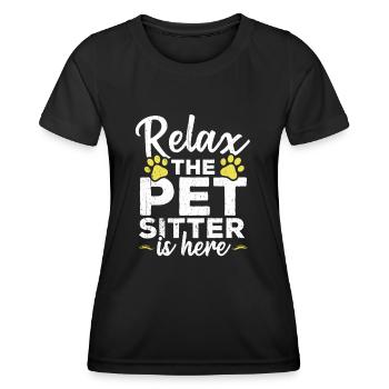Détendez-vous le gardien d’animaux est ici Animal assis - T-shirt sport Femme - noir - Devant - AI Model Female 172 light (172cm)