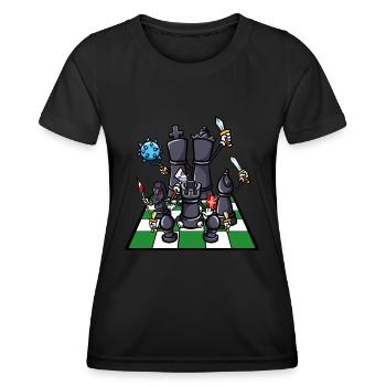 Chess Board Chess Pieces Fighter Chess - Women's Functional T-Shirt - black - Front - AI Model Female 172 light (172cm)