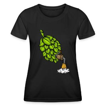 Amateur de bière Alcool Boire du houblon avec de la bière pression - T-shirt sport Femme - noir - Devant - AI Model Female 172 light (172cm)