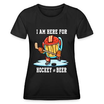 Bierhockeyspieler Ich bin hier für Eishockey & Bier - Frauen Funktions-T-Shirt - Schwarz - Vorne - AI Model Female 172 light (172cm)