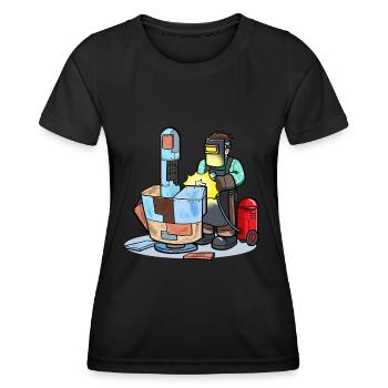 Schweißen Metall Mittelfingerschweisser - Frauen Funktions-T-Shirt - Schwarz - Vorne - AI Model Female 172 light (172cm)