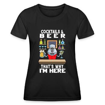 Cocktails Biere Deshalb bin ich hier Barkeeper - Frauen Funktions-T-Shirt - Schwarz - Vorne - AI Model Female 172 light (172cm)