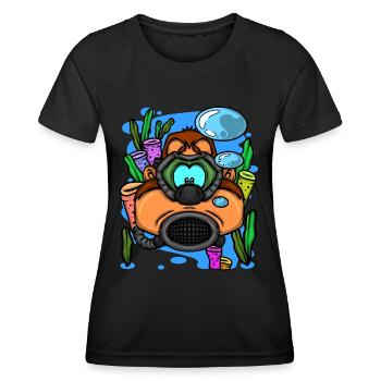 Scuba Diver Monkey Diving Goggles Scuba Diving - T-shirt sport Femme - noir - Devant - AI Model Female 172 light (172cm)
