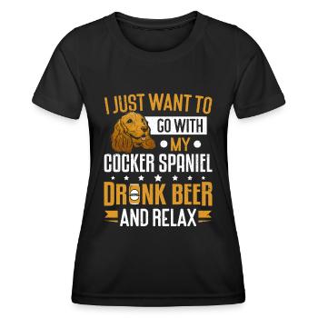 Je veux juste y aller avec mon cocker épagneul - T-shirt sport Femme - noir - Devant - AI Model Female 172 light (172cm)