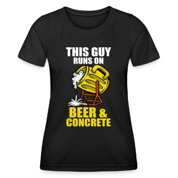 Ce gars court sur de la bière et du finisseur en béton - T-shirt sport Femme - noir - Devant - AI Model Female 172 light (172cm)