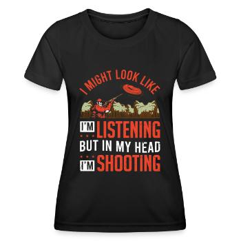 Shooter I MIght sehen aus wie Clay Skeet Shooting - Frauen Funktions-T-Shirt - Schwarz - Vorne - AI Model Female 172 light (172cm)