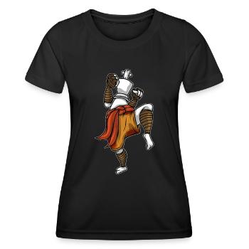 Schachkönig wie ein Muay Thai Kämpfer Schach - Frauen Funktions-T-Shirt - Schwarz - Vorne - AI Model Female 172 light (172cm)