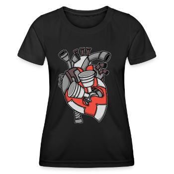 Motor Herz Kolben Kfz-Mechaniker - Frauen Funktions-T-Shirt - Schwarz - Vorne - AI Model Female 172 light (172cm)