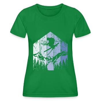 Skifahren Ski Ski Ski Winter Sport Ski - Frauen Funktions-T-Shirt - Kelly Green - Vorne - AI Model Female 172 dark (172cm)