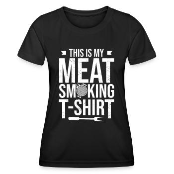 Dies ist mein Fleisch Smoking Shirt Grillen BBQ - Frauen Funktions-T-Shirt - Schwarz - Vorne - AI Model Female 172 light (172cm)