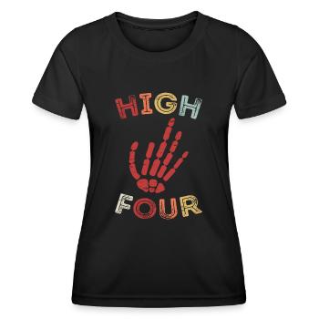 Finger Amputation High Four Finger Amputee - T-shirt sport Femme - noir - Devant - AI Model Female 172 light (172cm)