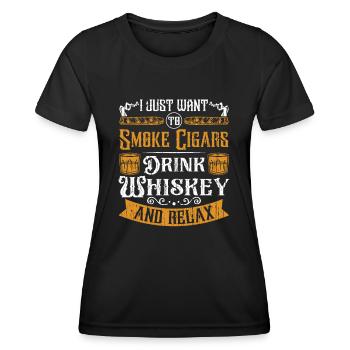 Ich will nur Zigarren rauchen Zigarrenraucher - Frauen Funktions-T-Shirt - Schwarz - Vorne - AI Model Female 172 light (172cm)