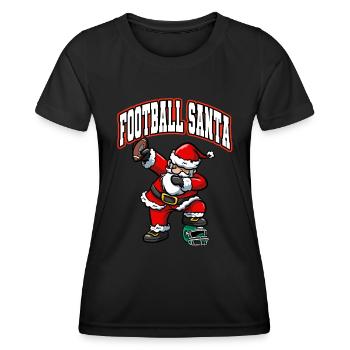 Weihnachten Jungen Männer Dabbing Santa Claus Fußball - Frauen Funktions-T-Shirt - Schwarz - Vorne - AI Model Female 172 light (172cm)