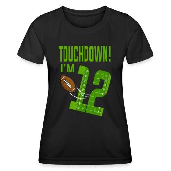 Fußballspieler Touchdown Ich bin 12 Fußball Geburtstag - Frauen Funktions-T-Shirt - Schwarz - Vorne - AI Model Female 172 light (172cm)