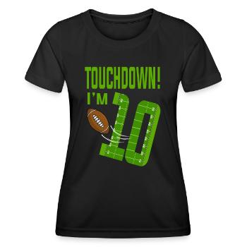 Fußballspieler-Touchdown Ich bin 10 Fußball-Geburtstag - Frauen Funktions-T-Shirt - Schwarz - Vorne - AI Model Female 172 light (172cm)
